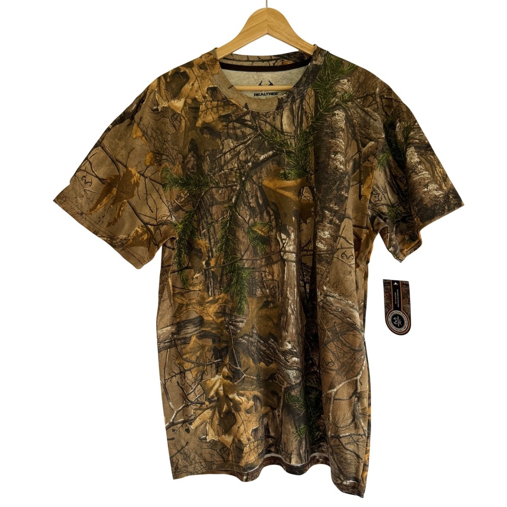 Realtree Xtra Camo T-Shirt Mens Large L Brown Green Cotton Hunting Tee NWT